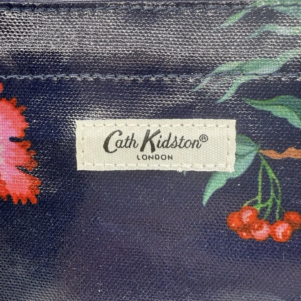 Cath Kidston Navy Blue Birds FloralSmall Book Bag Tote Coated Canvas London - Picture 2 of 10